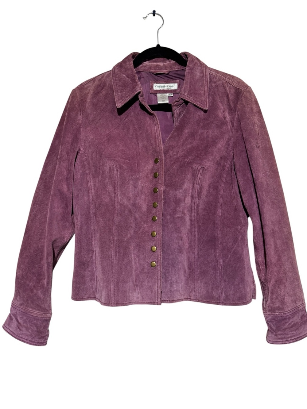 Coldwater Creek Plum Purple Leather Jacket Women Sz Medium Fall coastal Cowgirl